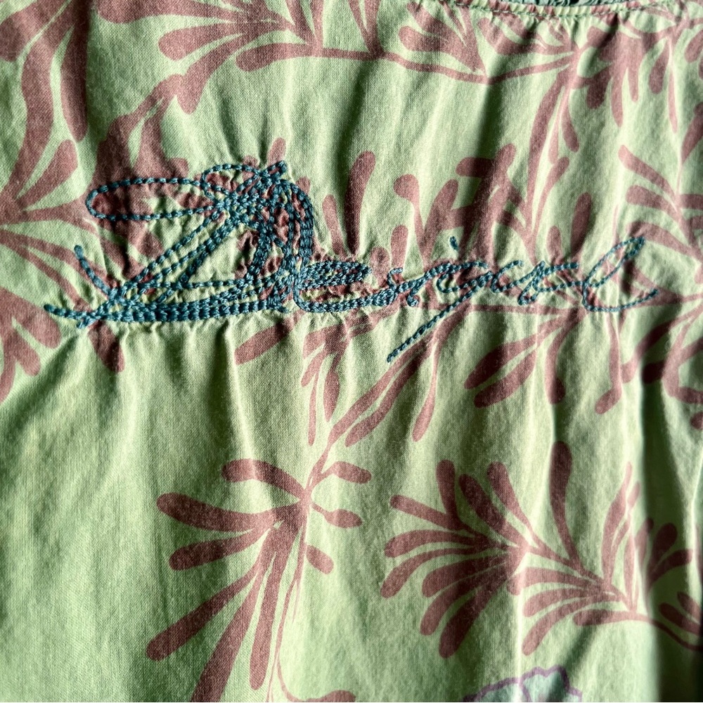 Desigual Green Floral Ruffle Button Front Sleeveless Blouse Size 38 (S) - Picture 3 of 7